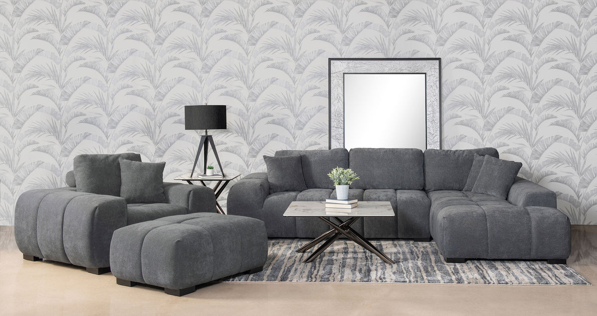Octavia Tufted Upholstered Rectangular Ottoman - Charcoal Grey