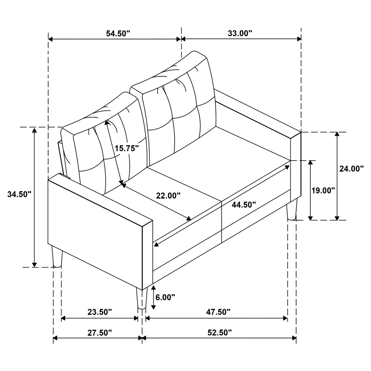 Bowen II Fabric Upholstered Track Arm Loveseat - Steel Grey