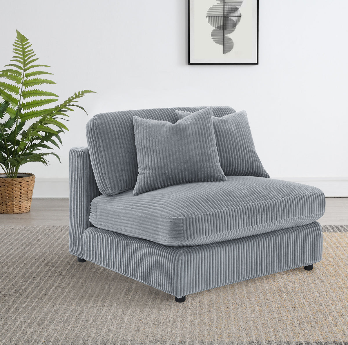 Blaine Corduroy Armless Chair with Reversible Cushions - Fog