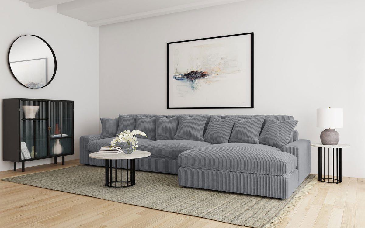 Blaine Corduroy Armless Chair with Reversible Cushions - Fog