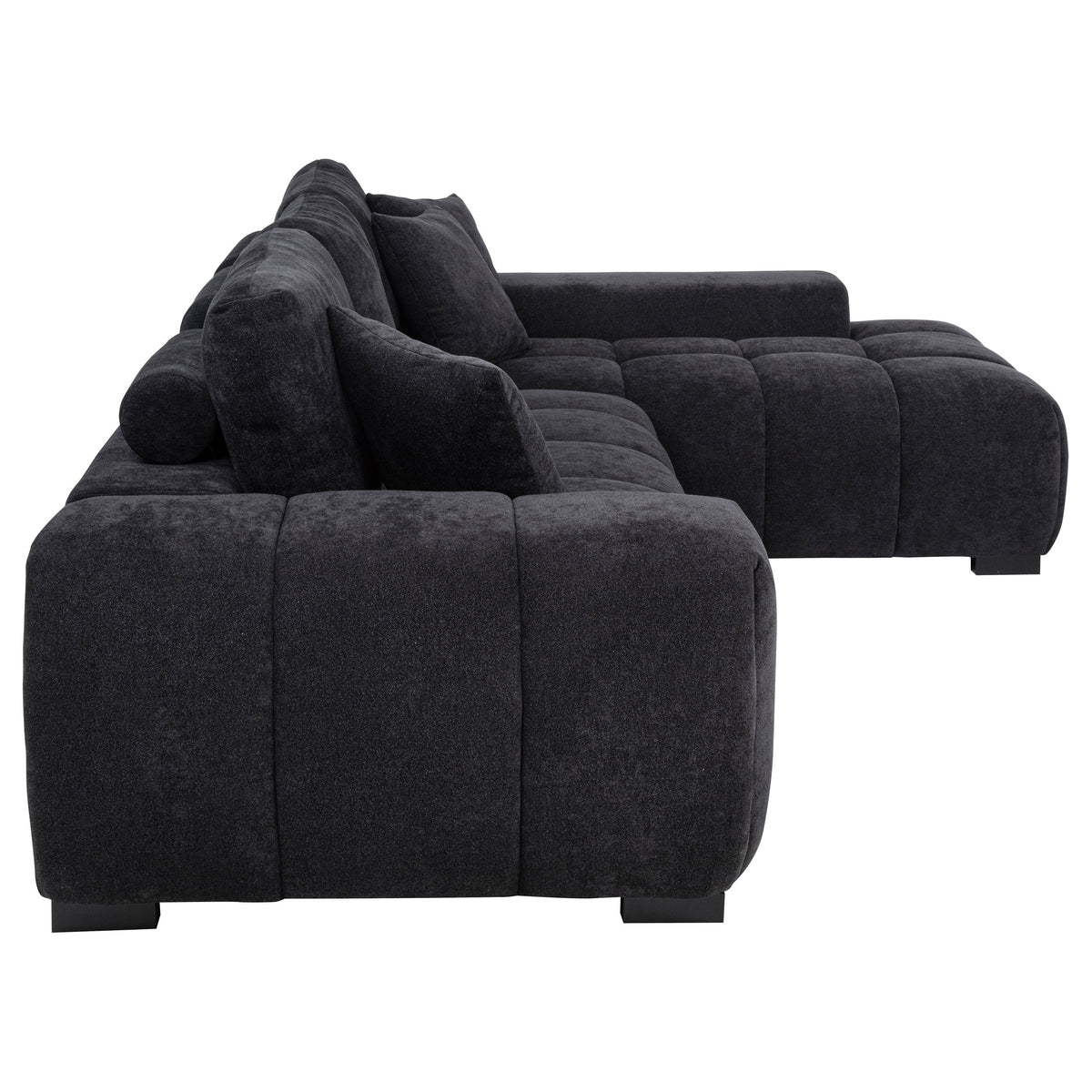 Octavia Tufted 2-Piece Sectional Chaise Sofa - Black