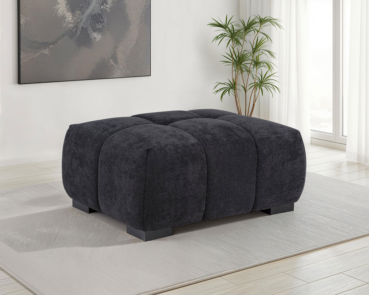 Octavia Tufted Upholstered Rectangular Ottoman - Black