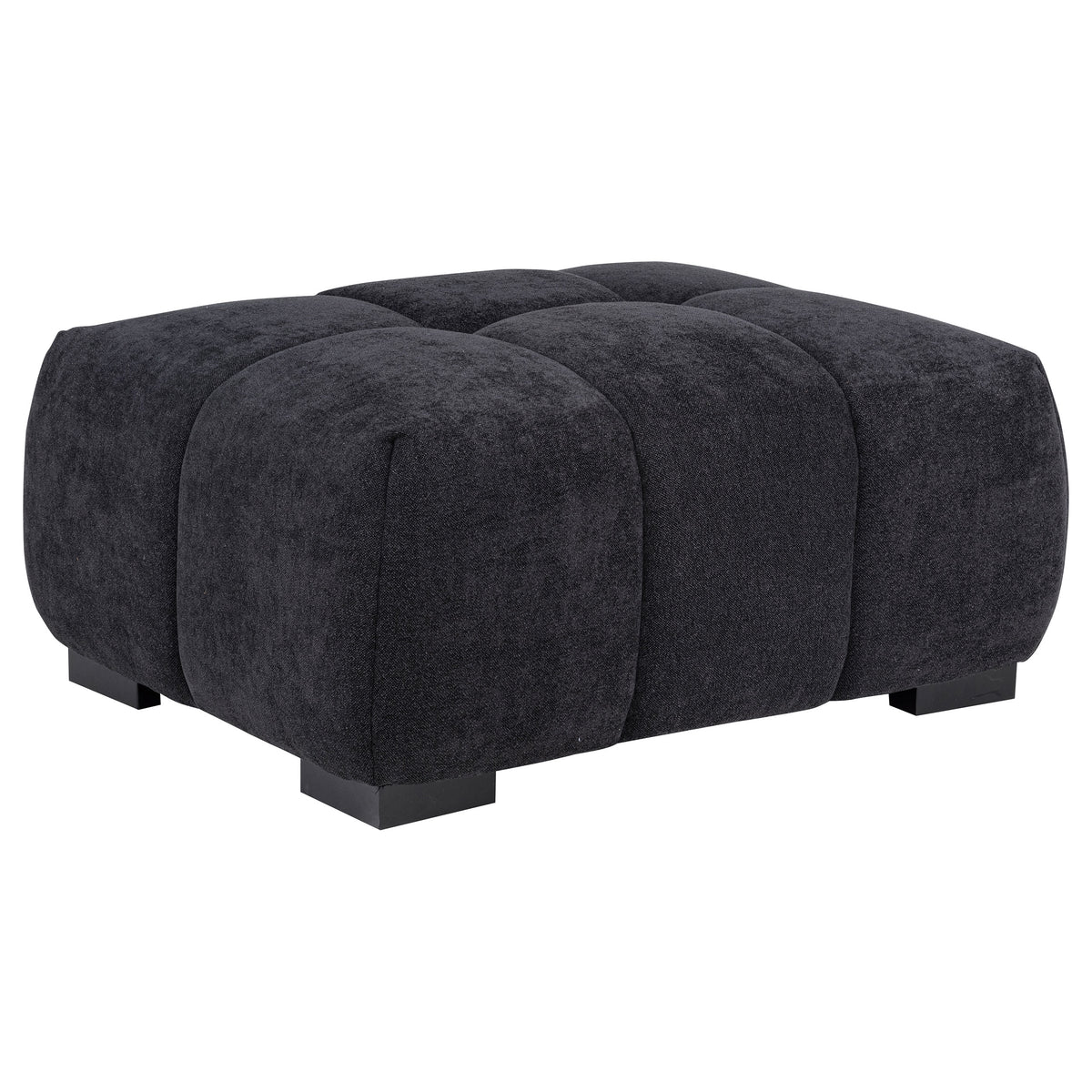 Octavia Tufted Upholstered Rectangular Ottoman - Black
