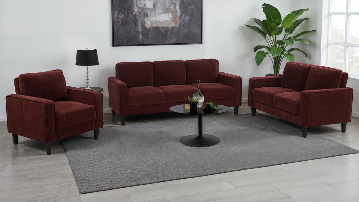 Ruth 3-piece Fabric Upholstered Track Arm Sofa - Rust