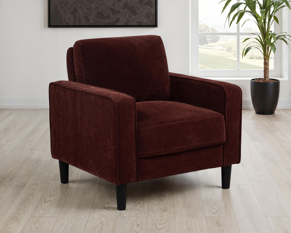 Ruth Fabric Upholstered Track Arm Accent Chair - Rust