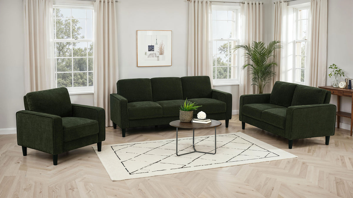 Ruth 3-piece Fabric Upholstered Track Arm Sofa - Matcha