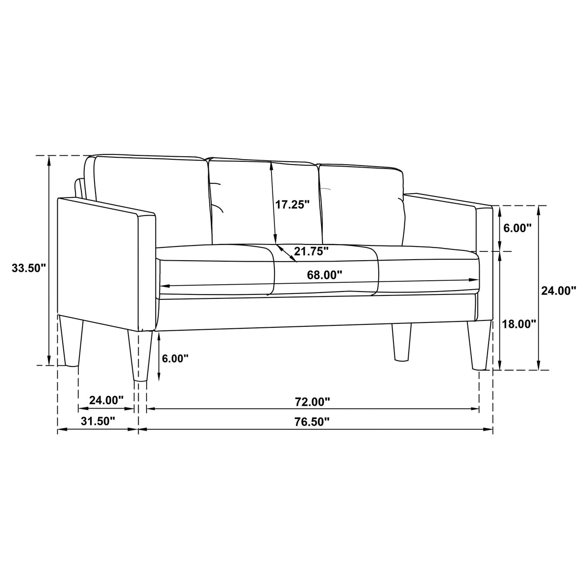Ruth 3-piece Fabric Upholstered Track Arm Sofa - Matcha