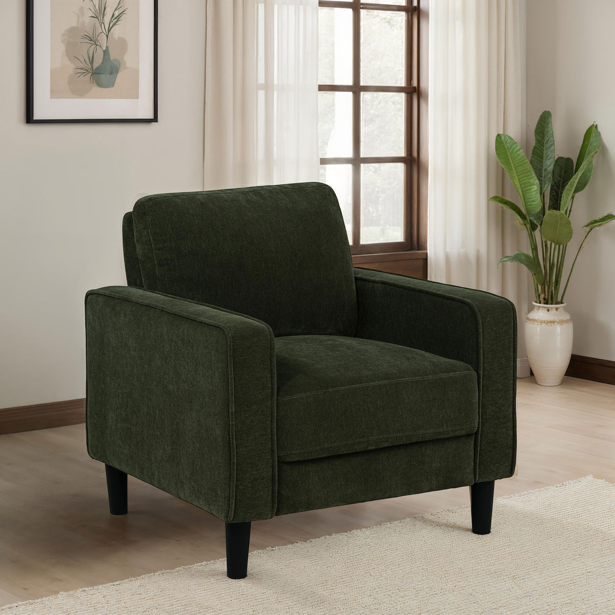 Ruth Fabric Upholstered Track Arm Accent Chair - Matcha