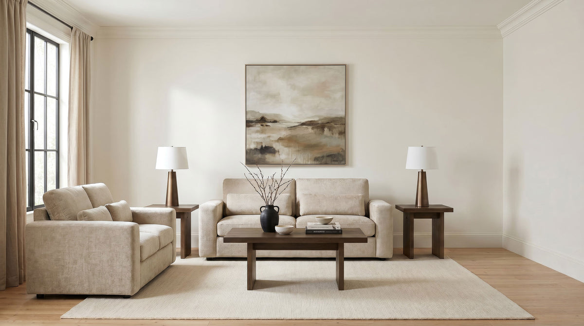 Amador Chenille Upholstered Track Arm Sofa - Camel