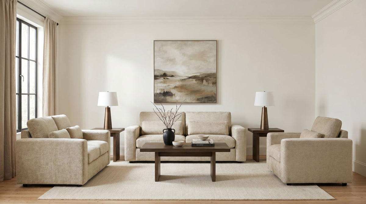 Amador Chenille Upholstered Track Arm Sofa - Camel