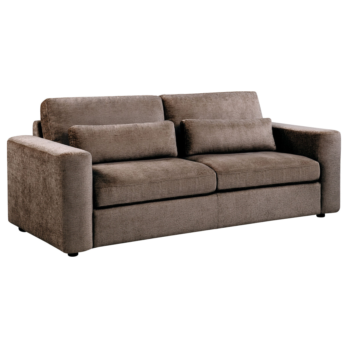 Amador Chenille Upholstered Track Arm Sofa - Chocolate