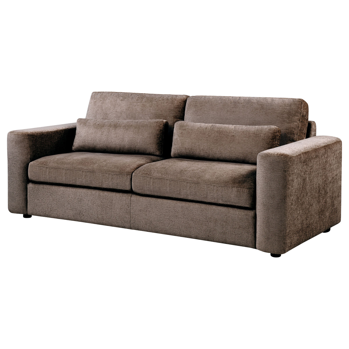Amador Chenille Upholstered Track Arm Sofa - Chocolate