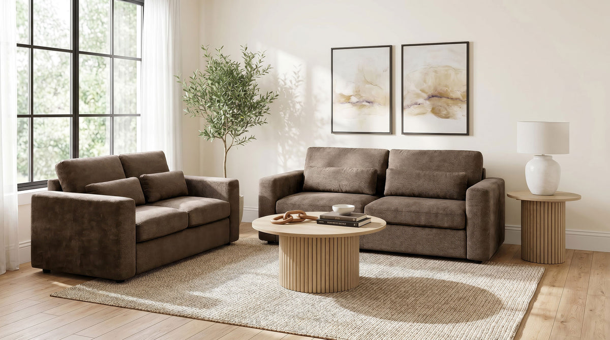 Amador Chenille Upholstered Track Arm Sofa - Chocolate