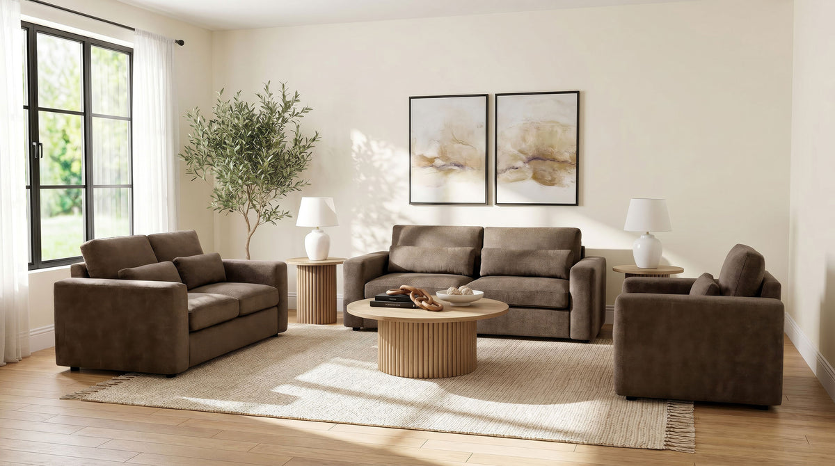 Amador Chenille Upholstered Track Arm Sofa - Chocolate