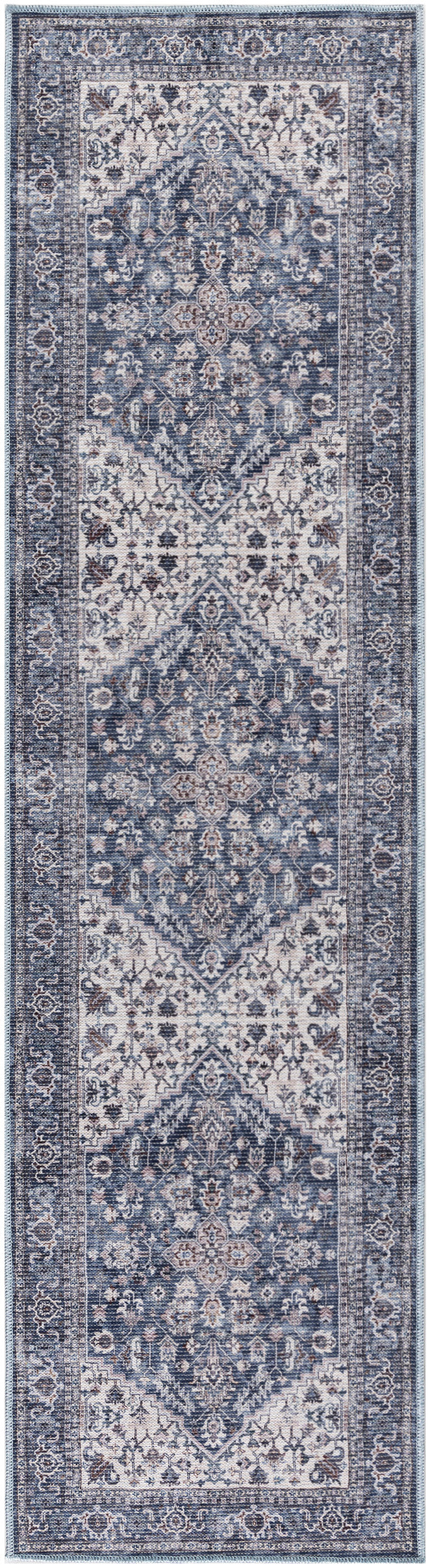 New Concept Washables SR104 Navy Ivory Rug - Runner