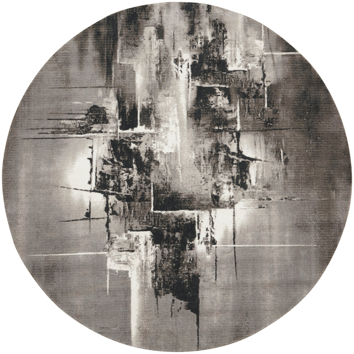 Twilight TWI30 Grey Ivory Black Rug - Round