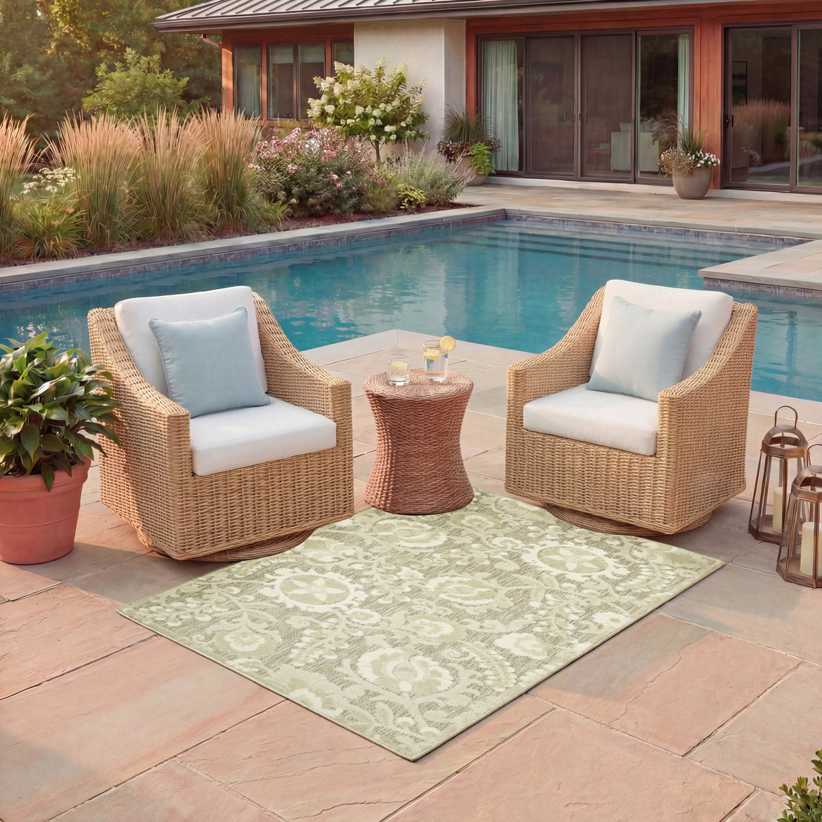 Aloha ALH17 Ivory Sage Rug - room scene