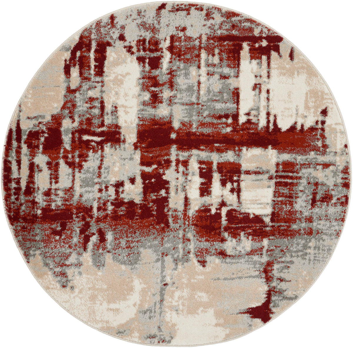 Maxell MAE14 Ivory Red Rug - Round