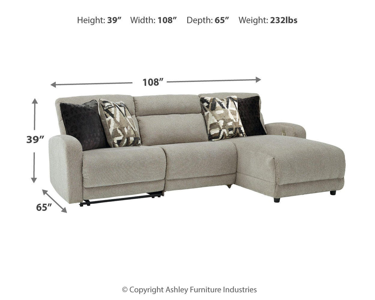 Colleyville 3-Piece Power Reclining Sectional with Chaise Chenille