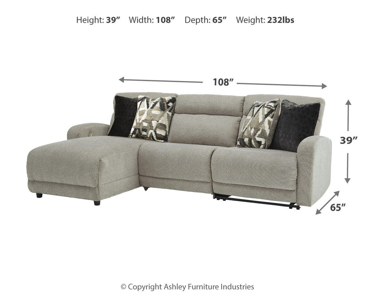 Colleyville 3-Piece Power Reclining Sectional with Chaise Chenille