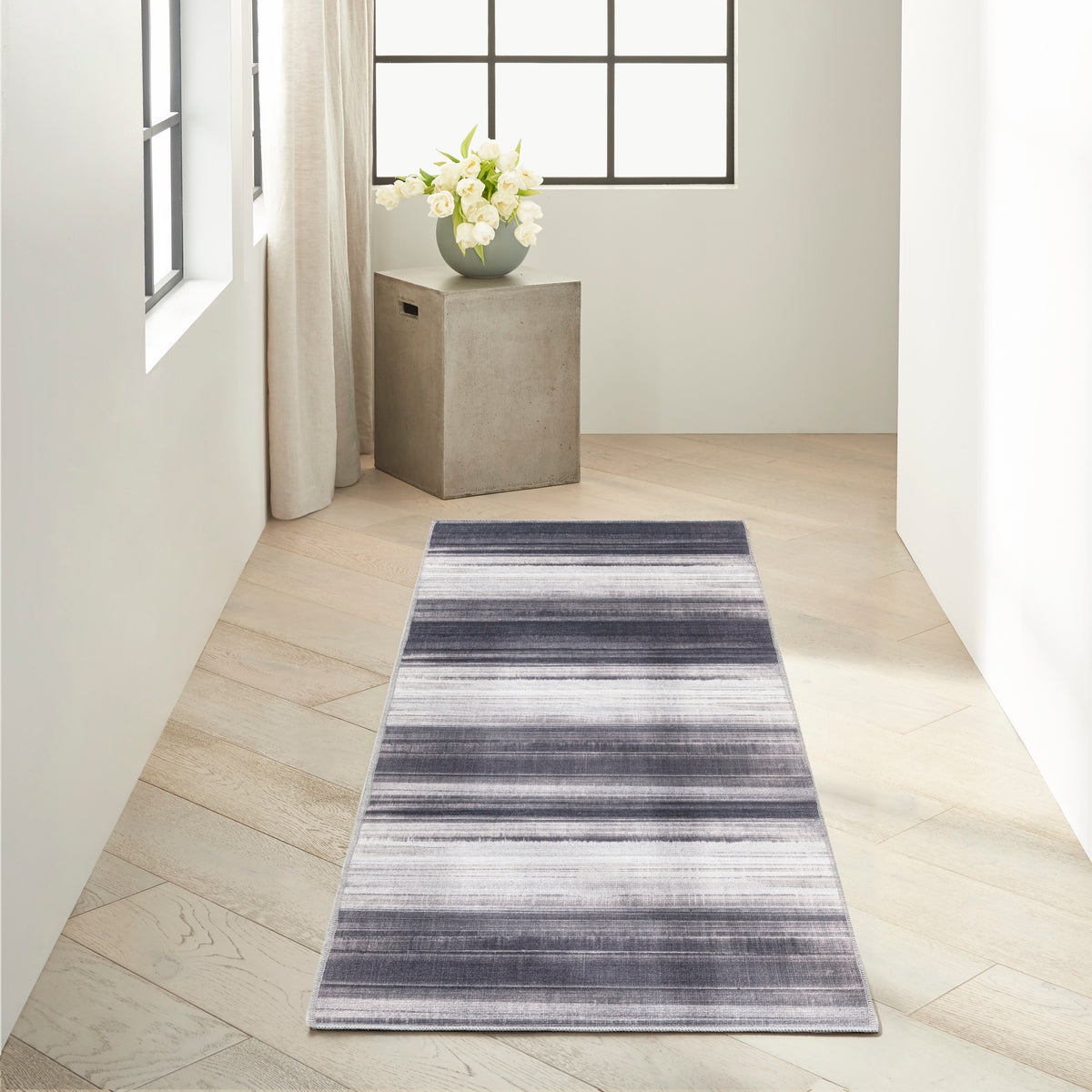 Launder LDR01 Ivory Black Rug - room scene