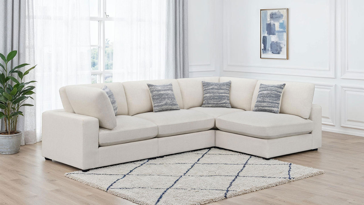 Serene 4-piece Upholstered Modular Sectional Sofa with 2 Armless Chairs - Beige