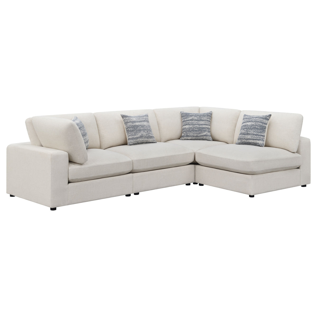 Serene 4-piece Upholstered Modular Sectional Sofa with 2 Armless Chairs - Beige