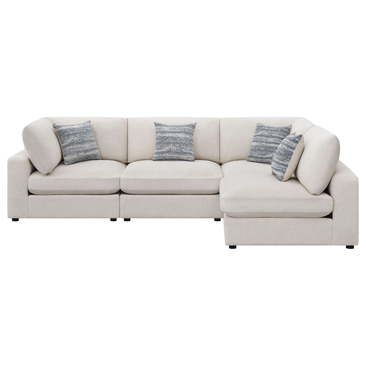 Serene 4-piece Upholstered Modular Sectional Sofa with 2 Armless Chairs - Beige