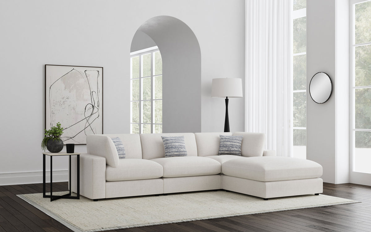 Serene 4-piece Upholstered Modular Sectional Sofa with 1 Armless Chair and Ottoman - Beige