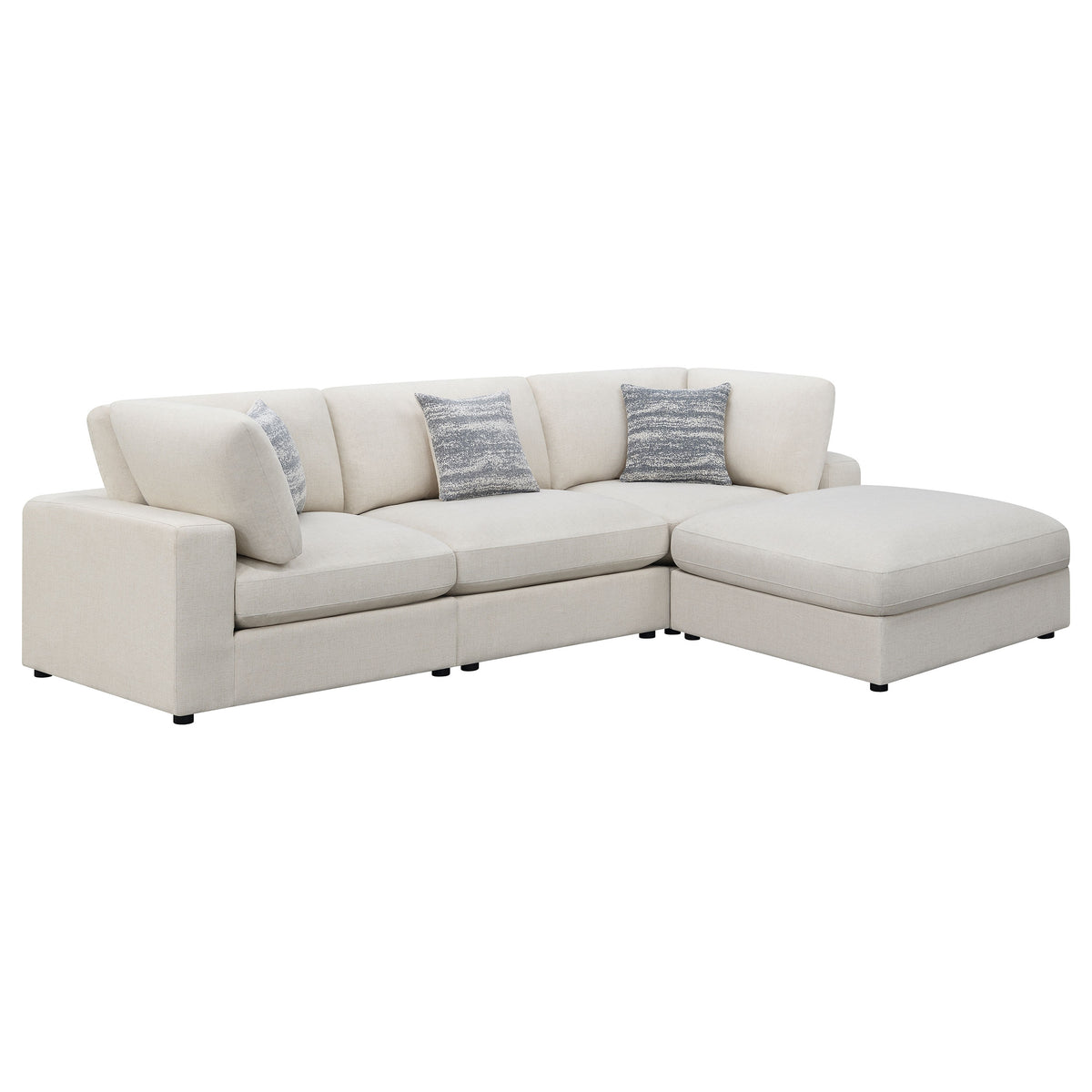 Serene 4-piece Upholstered Modular Sectional Sofa with 1 Armless Chair and Ottoman - Beige