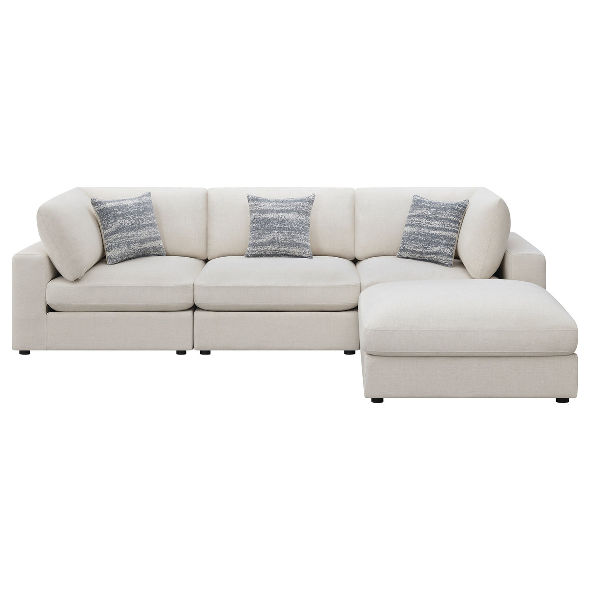 Serene 4-piece Upholstered Modular Sectional Sofa with 1 Armless Chair and Ottoman - Beige