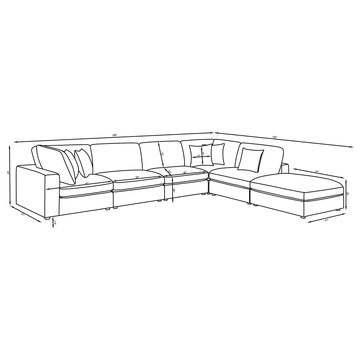 Serene 6-piece Upholstered Modular Sectional Sofa - Beige