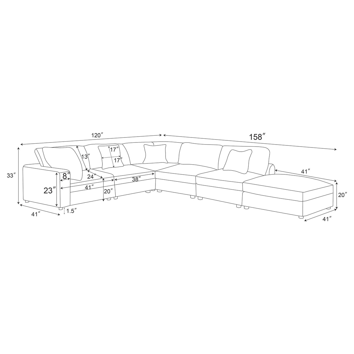 Serene 6-piece Upholstered Modular Sectional Sofa - Beige