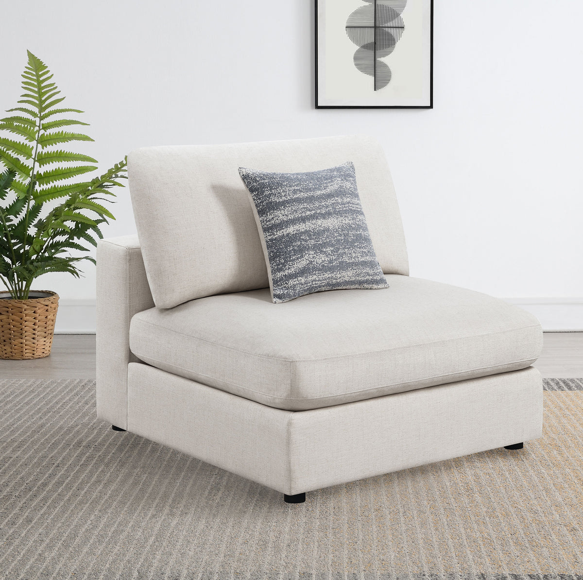 Serene Upholstered Armless Chair - Beige