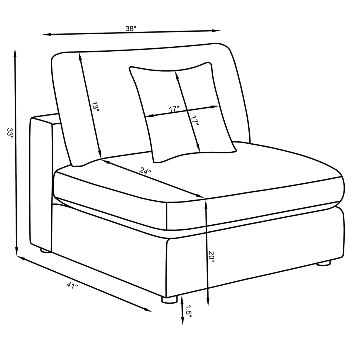 Serene Upholstered Armless Chair - Beige