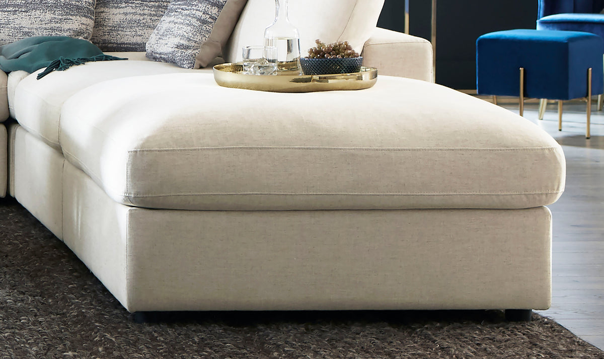 Serene Square Upholstered Ottoman - Beige