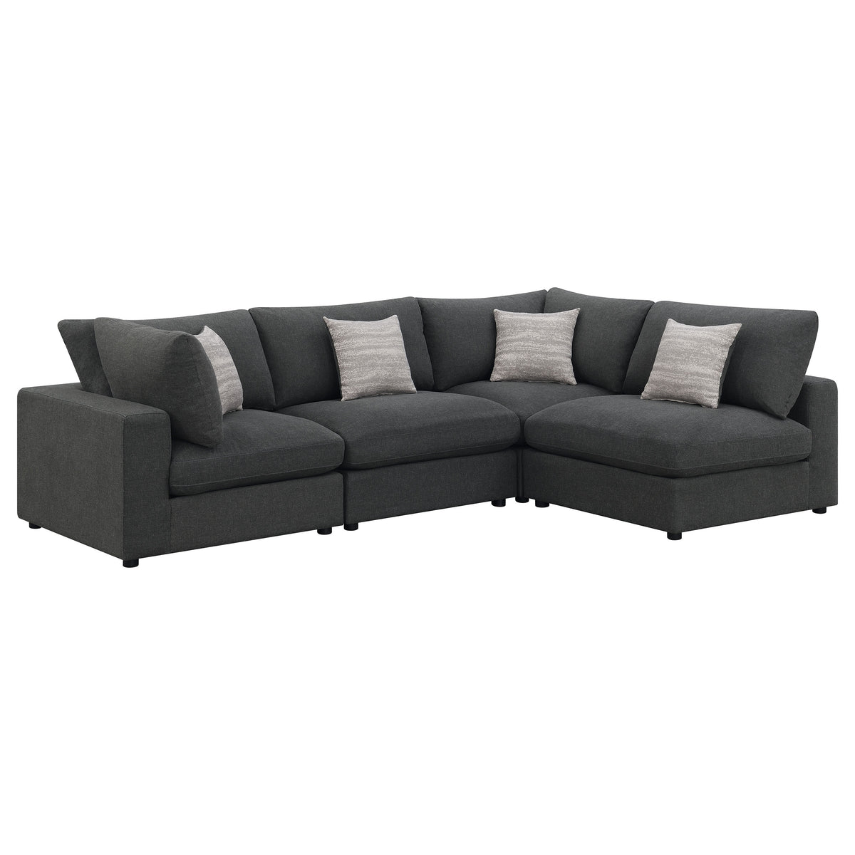 Serene 4-piece Upholstered Modular Sectional Sofa with 2 Armless Chairs - Charcoal
