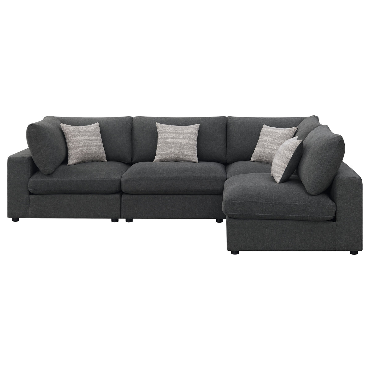 Serene 4-piece Upholstered Modular Sectional Sofa with 2 Armless Chairs - Charcoal