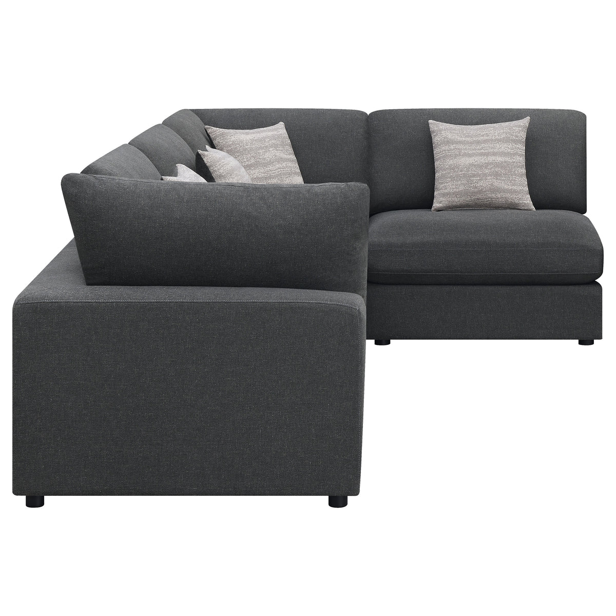 Serene 4-piece Upholstered Modular Sectional Sofa with 2 Armless Chairs - Charcoal
