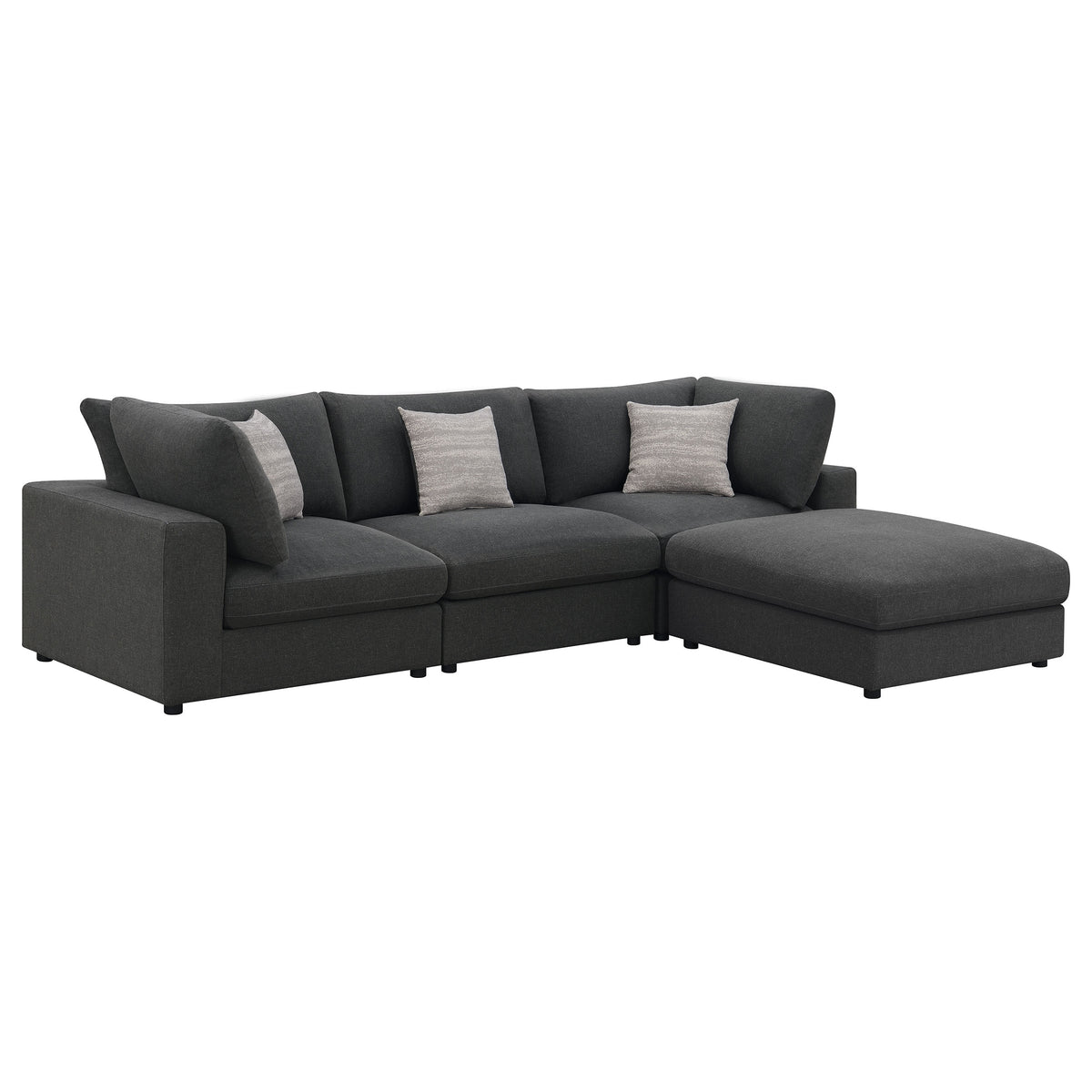 Serene 4-piece Upholstered Modular Sectional Sofa with 1 Armless Chair and Ottoman - Charcoal