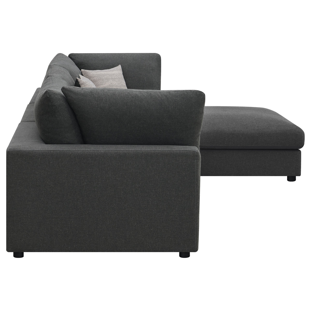Serene 4-piece Upholstered Modular Sectional Sofa with 1 Armless Chair and Ottoman - Charcoal