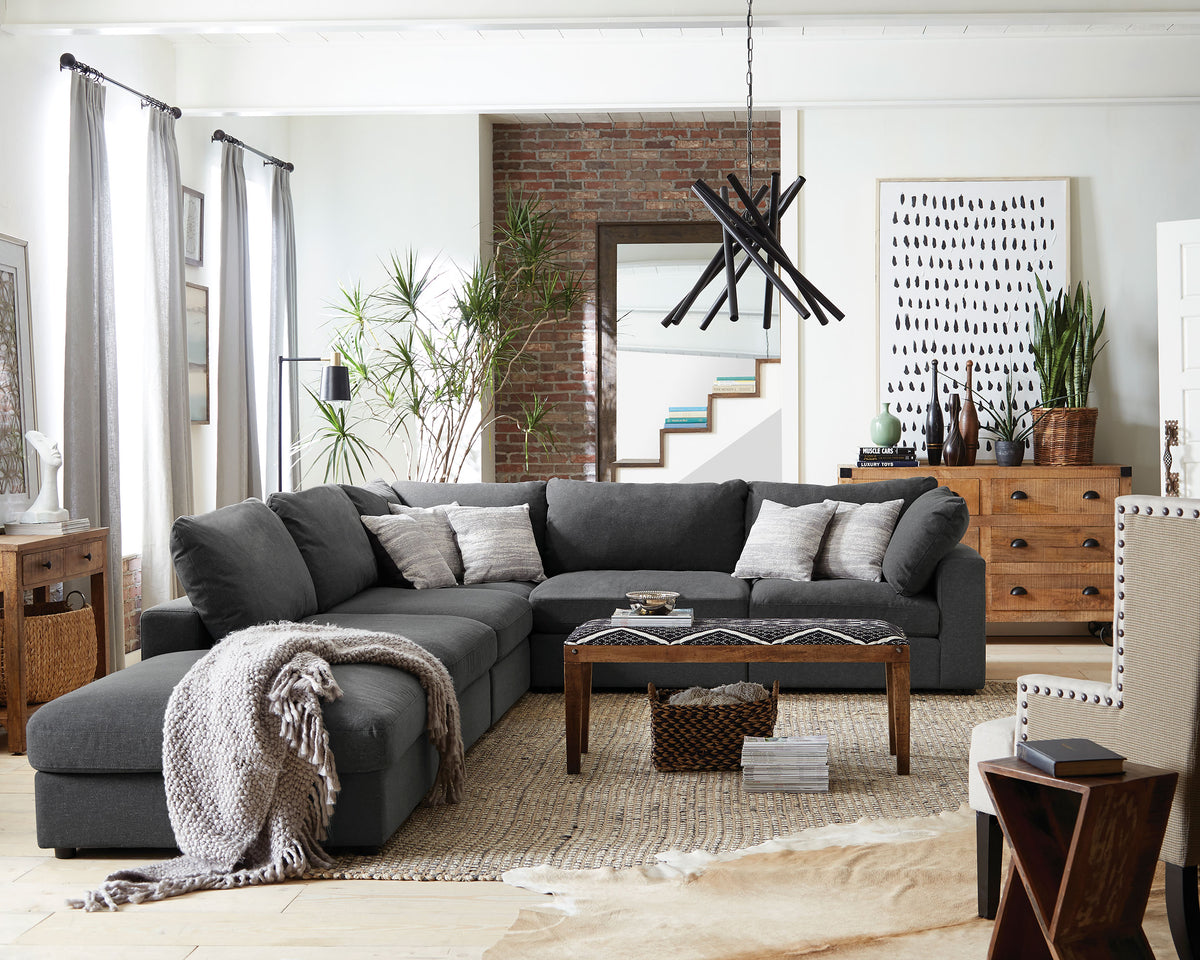 Serene 6-piece Upholstered Modular Sectional Sofa - Charcoal