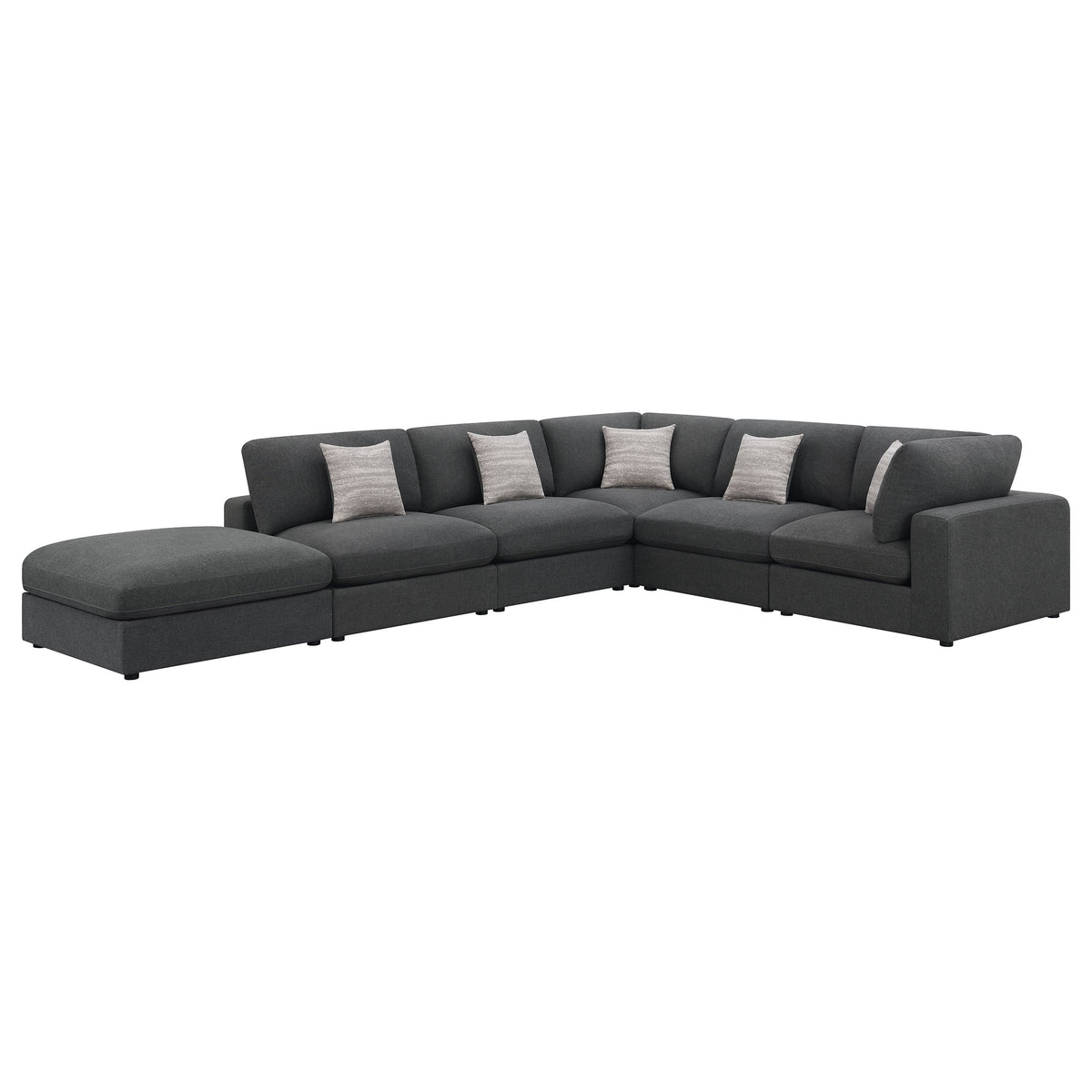 Serene 6-piece Upholstered Modular Sectional Sofa - Charcoal