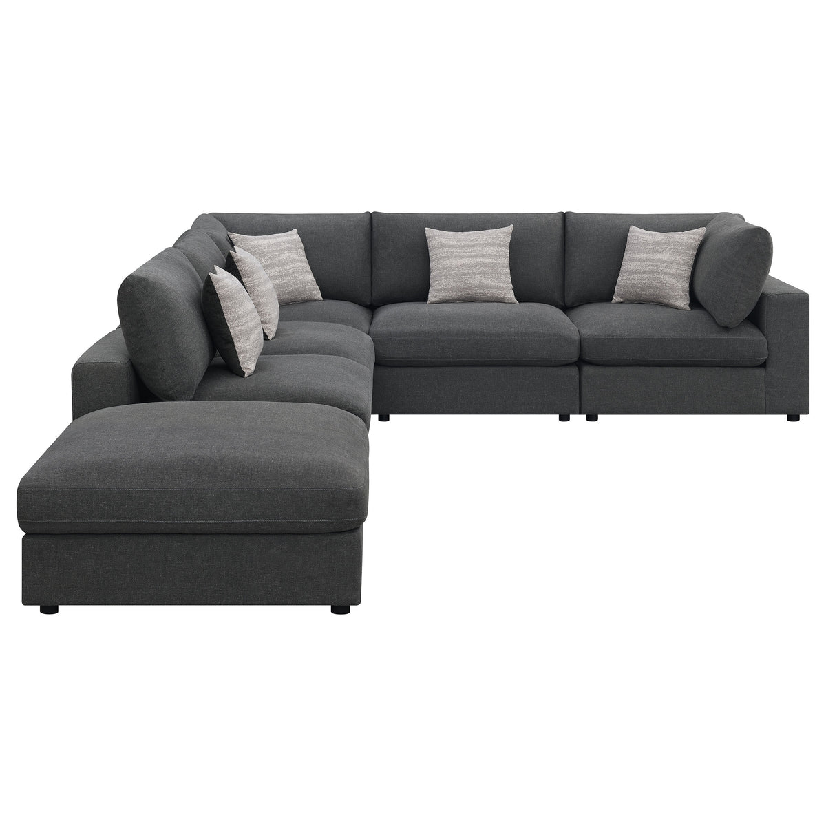 Serene 6-piece Upholstered Modular Sectional Sofa - Charcoal