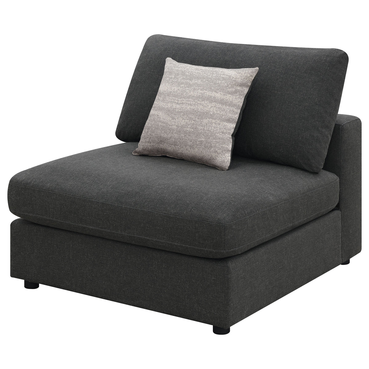 Serene Upholstered Armless Chair - Charcoal