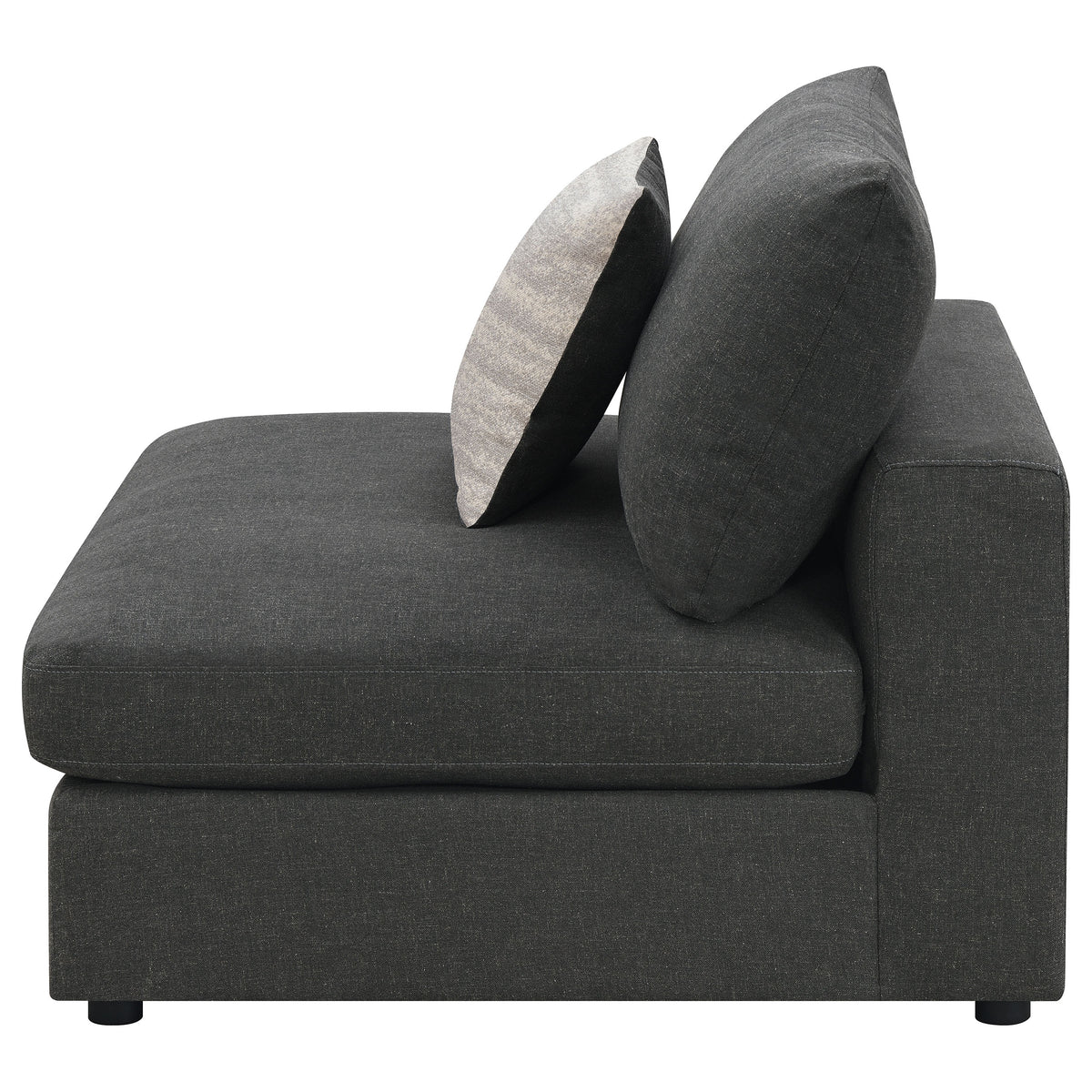 Serene Upholstered Armless Chair - Charcoal