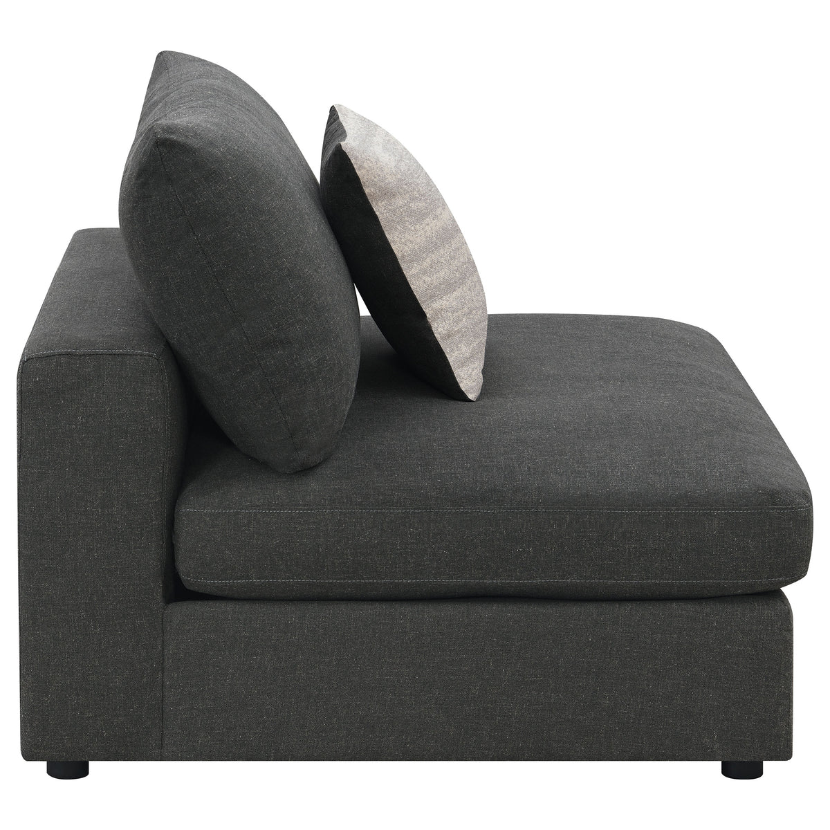 Serene Upholstered Armless Chair - Charcoal