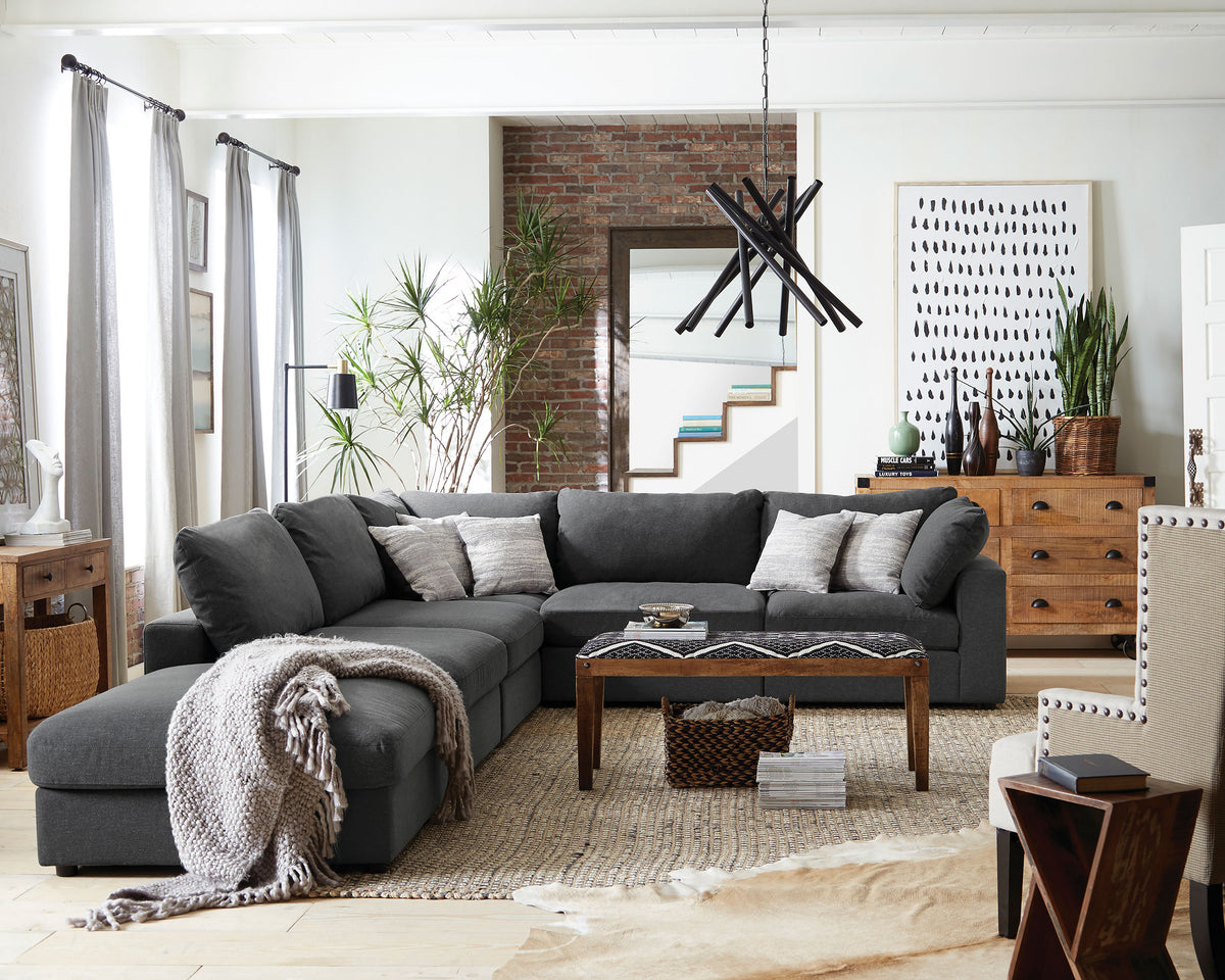 Serene Upholstered Armless Chair - Charcoal