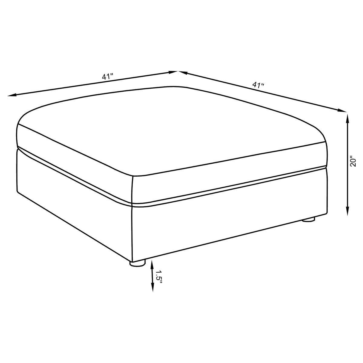 Serene Square Upholstered Ottoman - Charcoal