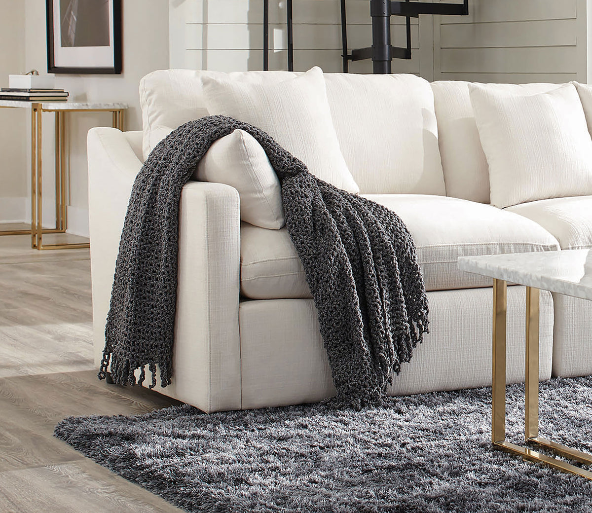Hobson Upholstered Chair - Ivory, Left Arm Facing